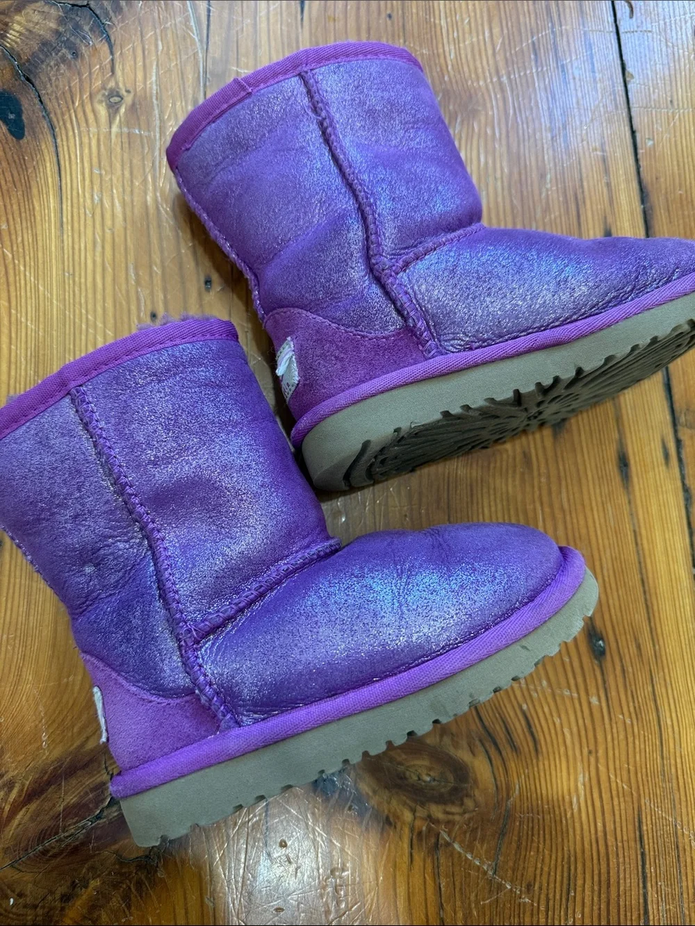 UGG Purple Suede Short Shearling Boot Shoes Toddler Kid size 9